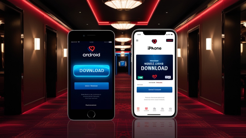 Android- en iPhone-scherm met mobiele casino-download