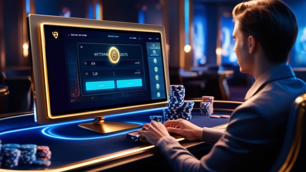 Speler bekijkt opname status en saldo in een donker casino-achtig scherm