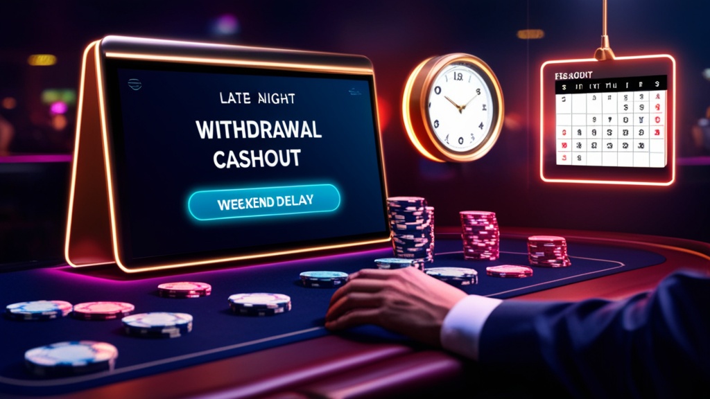 Weekend opname status op een donker casino scherm met klok en kalender